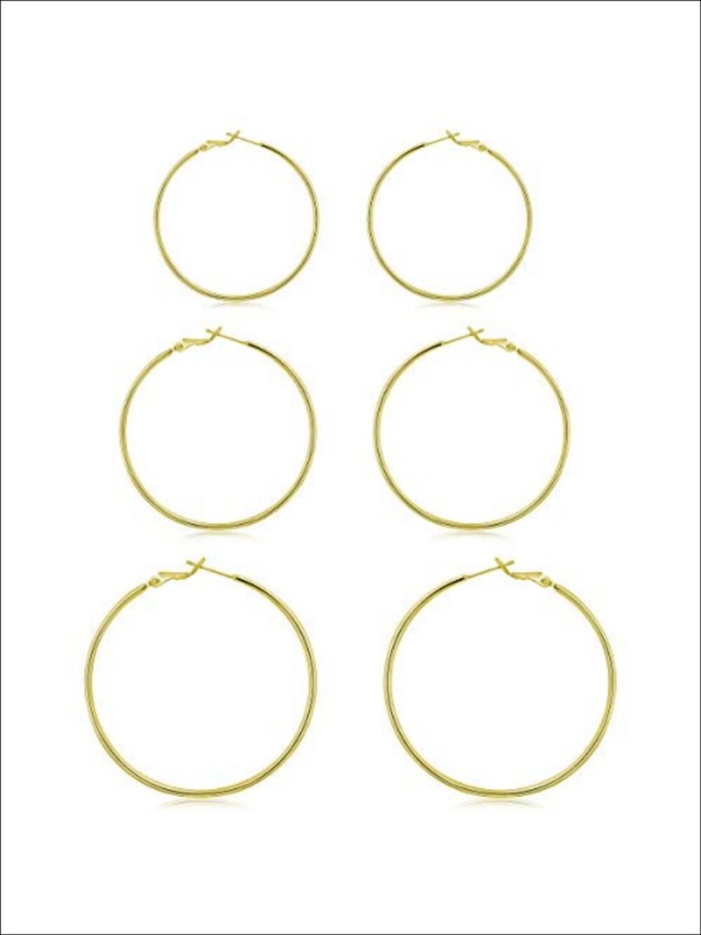 Sterling Silver Hoop Earrings Set 3 Pairs 40 50 60mm Hypoallergenic